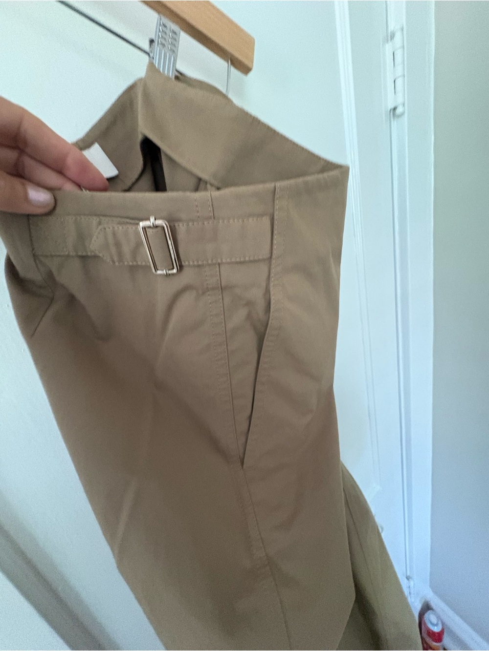 Lafayette 148 Bowery Cadet Khaki Cotton Wide Leg Cropped Pants Side Buckle 10 - Picture 9 of 15